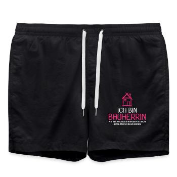 Bauherr Baumeister Hausbau Bauherrin Geschenk - Badeshorts - Schwarz - Vorne - AI Model Male 185 light (185cm)