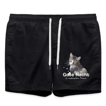 Gute Nacht Shirt Schlafshirt - Badeshorts - Schwarz - Vorne - AI Model Male 185 light (185cm)