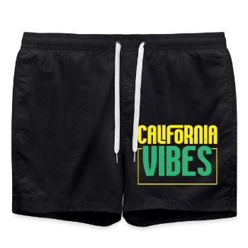 California Vibes USA Bundesstaat Amerika Kaliforni - Badeshorts - Schwarz - Vorne - AI Model Male 185 light (185cm)