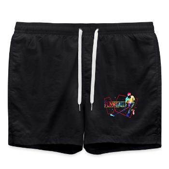Reaktionsschneller Floorball Torwart - Badeshorts - Schwarz - Vorne - AI Model Male 185 light (185cm)