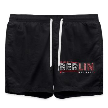 Berliner Urban City Style Fan Reise Streetwear - Badeshorts - Schwarz - Vorne - AI Model Male 185 light (185cm)