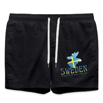 Sweden Sverige Schweden - Badeshorts - Schwarz - Vorne - AI Model Male 185 light (185cm)
