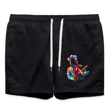 Schmissiger Dudelsack Volksmusik - Badeshorts - Schwarz - Vorne - AI Model Male 185 light (185cm)