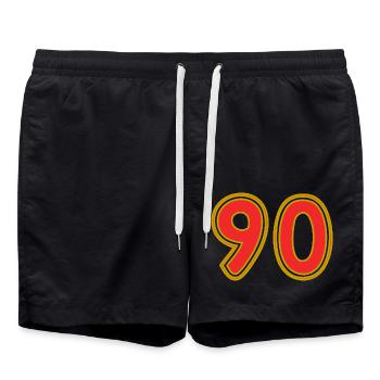90. 90 YEARS. 90TH ANNIVERSARY. 90TH ANNIVERSARY. - Swim Trunks - black - Front - AI Model Male 185 light (185cm)