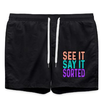 see it say it sorted - Badeshorts - Schwarz - Vorne - AI Model Male 185 light (185cm)