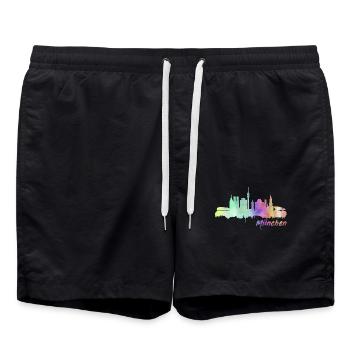 München - Badeshorts - Schwarz - Vorne - AI Model Male 185 light (185cm)