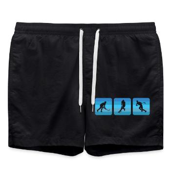 Floorball Unihockey Silhouetten Floorball Spieler - Badeshorts - Schwarz - Vorne - AI Model Male 185 light (185cm)