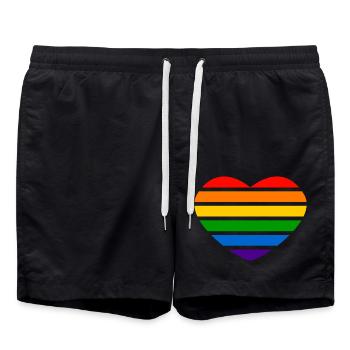 Herz - Regenbogen - Badeshorts - Schwarz - Vorne - AI Model Male 185 light (185cm)