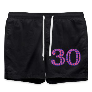 30. 30 YEARS. 30th ANNIVERSARY. 30 YEARS ANNIVERSARY. - Swim Trunks - black - Front - AI Model Male 185 light (185cm)