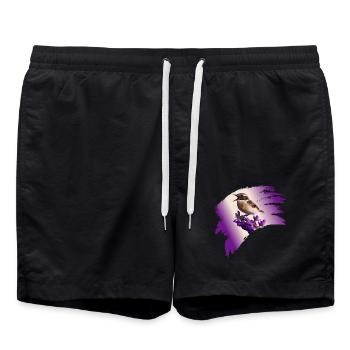 Braunkehlchen, Vogel des Jahres 2023 - Badeshorts - Schwarz - Vorne - AI Model Male 185 light (185cm)