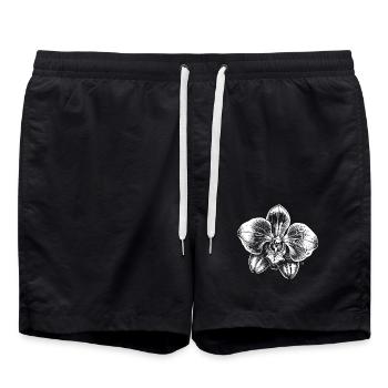 Black and White Linear Orchid - Swim Trunks - black - Front - AI Model Male 185 light (185cm)