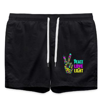 Peace Love Light Handzeichen Friedenssymbol Neon - Badeshorts - Schwarz - Vorne - AI Model Male 185 light (185cm)