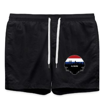 Almere Niederlande Flagge Skyline Silhouette Travel - Badeshorts - Schwarz - Vorne - AI Model Male 185 light (185cm)