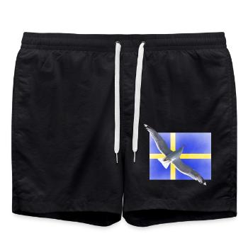 Schweden Möwe Sverige - Badeshorts - Schwarz - Vorne - AI Model Male 185 light (185cm)