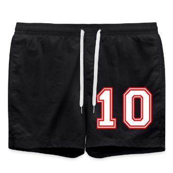 SPORT TRIKOT NUMMER 10 FREESTYLE STREETWEAR ZAHL - Badeshorts - Schwarz - Vorne - AI Model Male 185 light (185cm)