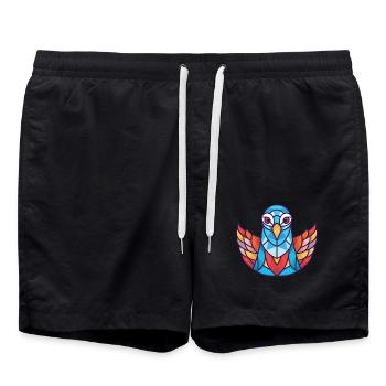 Taube Buntes Aquarell Tier Haustier Illustration - Badeshorts - Schwarz - Vorne - AI Model Male 185 light (185cm)