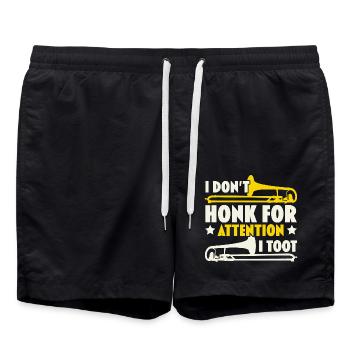 Ich hupe nicht um Aufmerksamkeit, ich tute Posauni - Badeshorts - Schwarz - Vorne - AI Model Male 185 light (185cm)