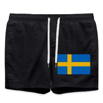 Drapeau de la Suède - Short de bain - noir - Devant - AI Model Male 185 light (185cm)