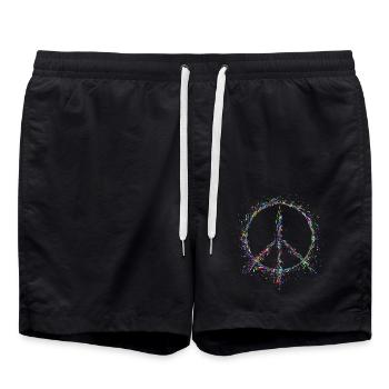 Frieden in den Farbtropfen - Badeshorts - Schwarz - Vorne - AI Model Male 185 light (185cm)