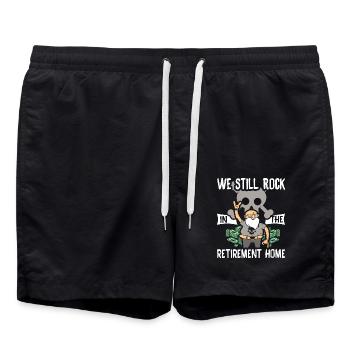 Altersheim Rocker Opa Rockeropa Papa Rock Alter - Badeshorts - Schwarz - Vorne - AI Model Male 185 light (185cm)