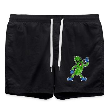 Gurke singt lustige Illustration Gemüse Geschenk - Badeshorts - Schwarz - Vorne - AI Model Male 185 light (185cm)