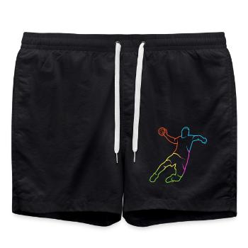 Handball bunt Handballspieler Jungen Handballer - Badeshorts - Schwarz - Vorne - AI Model Male 185 light (185cm)