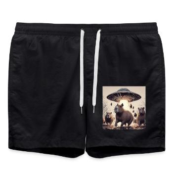 UFO & Wasserschweine - Badeshorts - Schwarz - Vorne - AI Model Male 185 light (185cm)