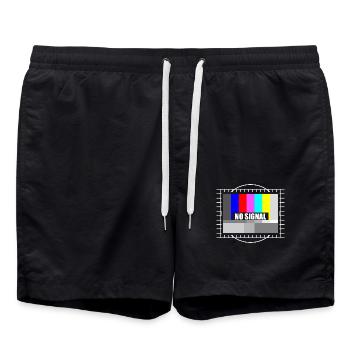 Kein Signal Oldschool Fernseher TV - Badeshorts - Schwarz - Vorne - AI Model Male 185 light (185cm)