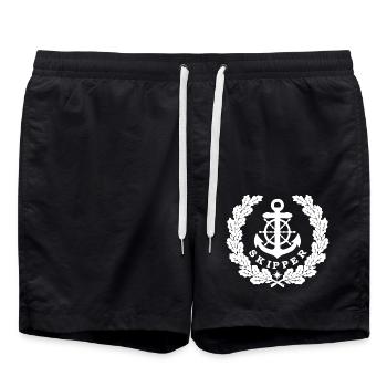 Skipper Anchor Logo white - Swim Trunks - black - Front - AI Model Male 185 light (185cm)