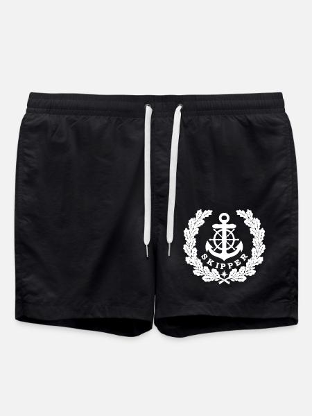 Skipper Anchor Logo white - Swim Trunks - black