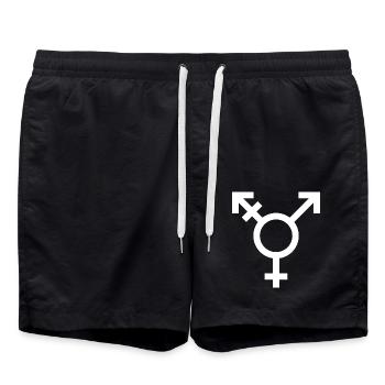 Queer - Divers, Mann und Frau Icon / Symbol - Badeshorts - Schwarz - Vorne - AI Model Male 185 light (185cm)