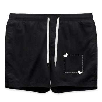 Herz Rahmen Ornament Linie - Badeshorts - Schwarz - Vorne - AI Model Male 185 light (185cm)