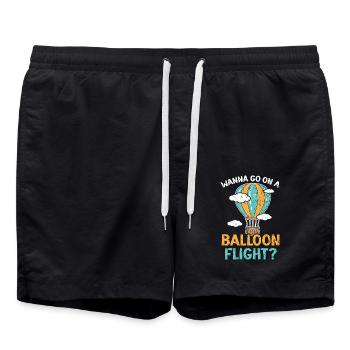 Wanna Go On A Ballonfahrt Heißluftballonfahrt - Badeshorts - Schwarz - Vorne - AI Model Male 185 light (185cm)