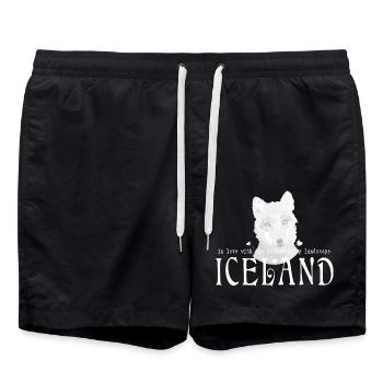 Iceland fox - Badeshorts - Schwarz - Vorne - AI Model Male 185 light (185cm)
