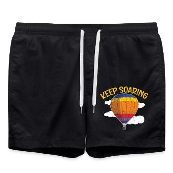 Immer weiter aufsteigen Heißluftballon-Liebhaber B - Badeshorts - Schwarz - Vorne - AI Model Male 185 light (185cm)