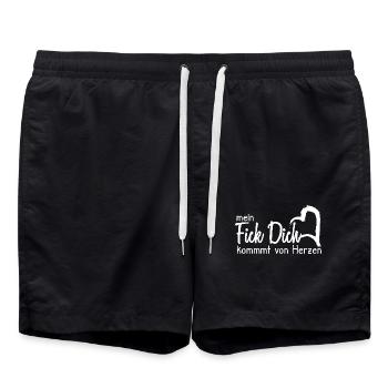 Mein Fick dich kommt von Herzen - Badeshorts - Schwarz - Vorne - AI Model Male 185 light (185cm)
