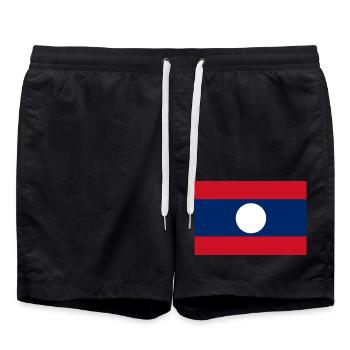 Flagge von Laos - Badeshorts - Schwarz - Vorne - AI Model Male 185 light (185cm)