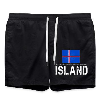 Island Iceland - Badeshorts - Schwarz - Vorne - AI Model Male 185 light (185cm)