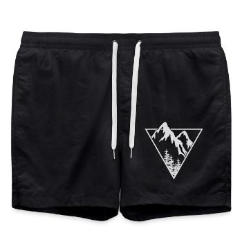 Dreieck, Berge, Wald - Badeshorts - Schwarz - Vorne - AI Model Male 185 light (185cm)