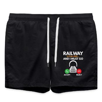 Die Eisenbahn ruft und ich muss gehen Eisenbahn Zu - Badeshorts - Schwarz - Vorne - AI Model Male 185 light (185cm)