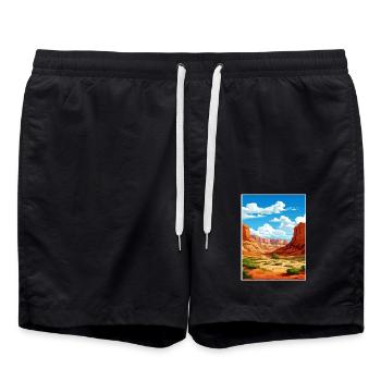 Dinosaurier National Monument Utah Reiseplakat - Badeshorts - Schwarz - Vorne - AI Model Male 185 light (185cm)
