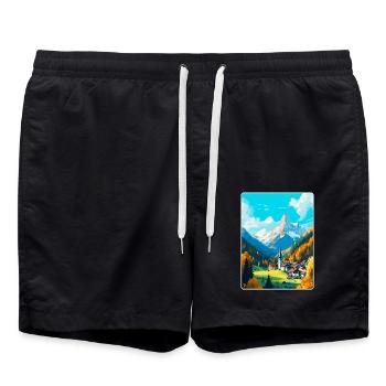 Berchtesgaden Deutschland Vintage Reiseplakat WPA - Badeshorts - Schwarz - Vorne - AI Model Male 185 light (185cm)