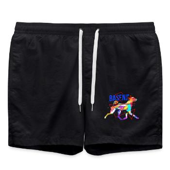Lebhafter Basenji Jagdgefährte - Badeshorts - Schwarz - Vorne - AI Model Male 185 light (185cm)