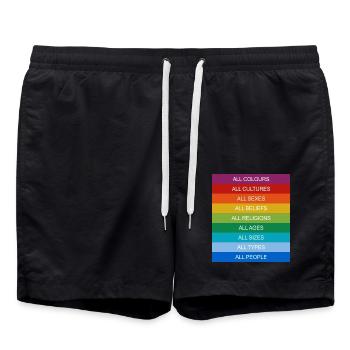 Tolerance Equality Inclusion Tolerance Pride Queer - Swim Trunks - black - Front - AI Model Male 185 light (185cm)