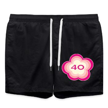40 JAHRE. 40-JÄHRIGES JUBILÄUM. GEBURTSTAG 40 JAHRE. 40 - Badeshorts - Schwarz - Vorne - AI Model Male 185 light (185cm)