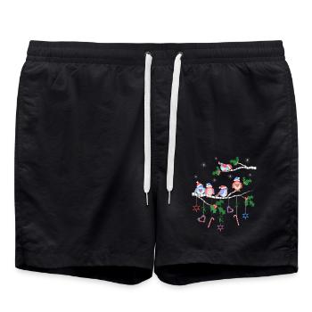 Vögel im Winter auf einem Ast Vogel - Badeshorts - Schwarz - Vorne - AI Model Male 185 light (185cm)