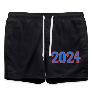 2024.Frohes neues Jahr. SILVESTER. NEUJAHR. - Badeshorts - Schwarz - Vorne - AI Model Male 185 light (185cm)