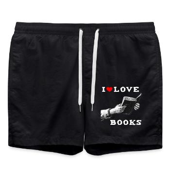 Ich liebe Bücher - Badeshorts - Schwarz - Vorne - AI Model Male 185 light (185cm)