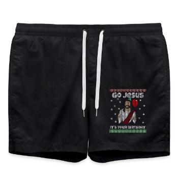 Jesus It's Your Birthday Heiligabend Weihnachten - Badeshorts - Schwarz - Vorne - AI Model Male 185 light (185cm)