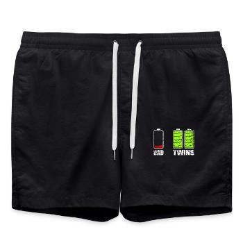 Dad Twins Geschenk - Badeshorts - Schwarz - Vorne - AI Model Male 185 light (185cm)